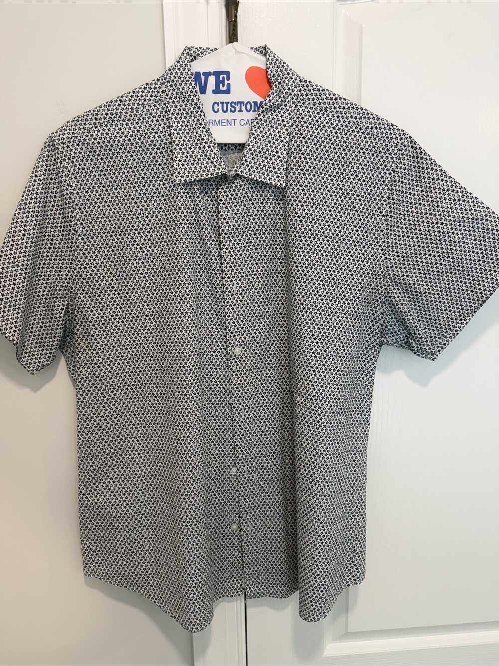 Bonobos White Short-Sleeve Button-Down with Black Micro Pattern